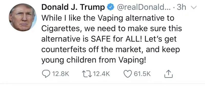 Trump rarely send one twitter about an electronic cigarette, it include three signals behind it!